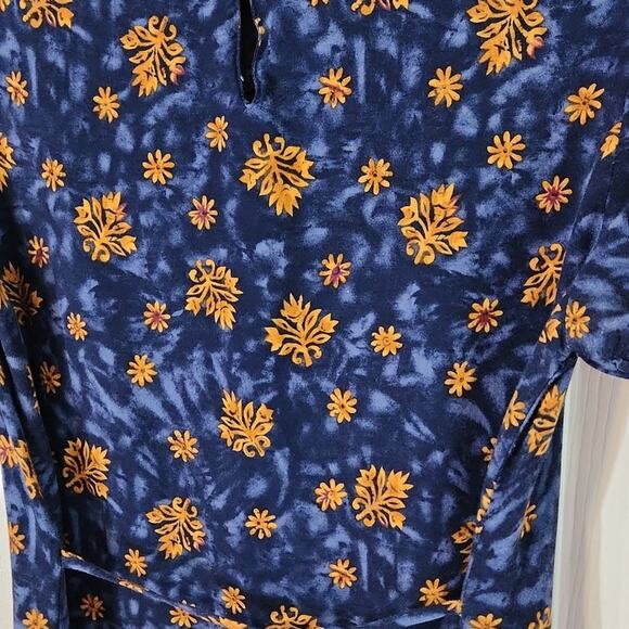 Vintage Impressions Of California Blue Floral Maxi Dress SZ Med Egyptian Hippie - Picture 3 of 10